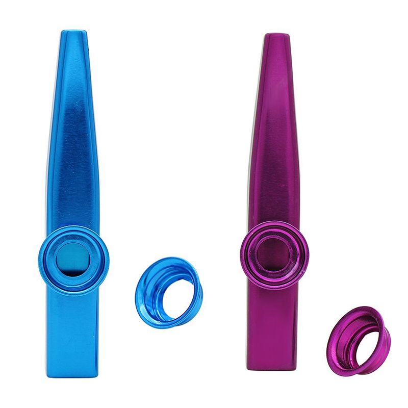 Kazoo Aluminum Alloy Metal With 5 Pcs Gifts Flute Diaphragm For Children Music-Lovers, Purple & Blue(2 Set)