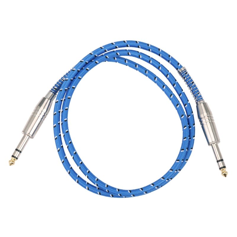 6.35mm to 6.35mm Audio Cable Male to Male For Electric Guitar Mixer Stereo Cable, Blue+Silver