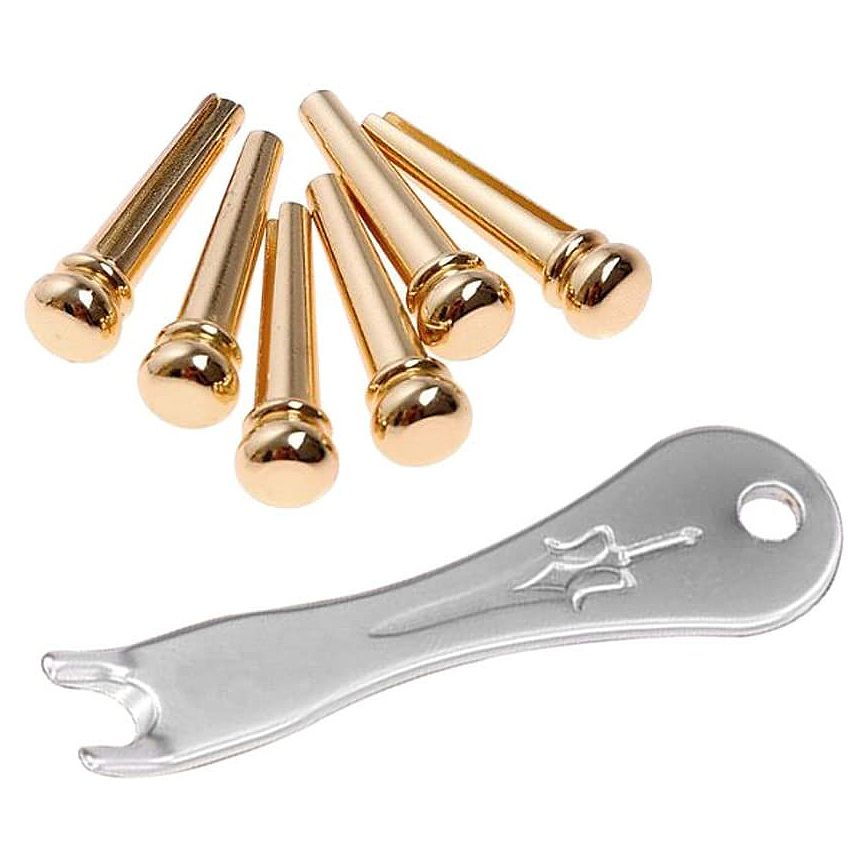Practical Product Guitar Bridge Pins 6Pcs Brass Endpin for Acoustic Guitar with Guitar Bridge Pin Puller
