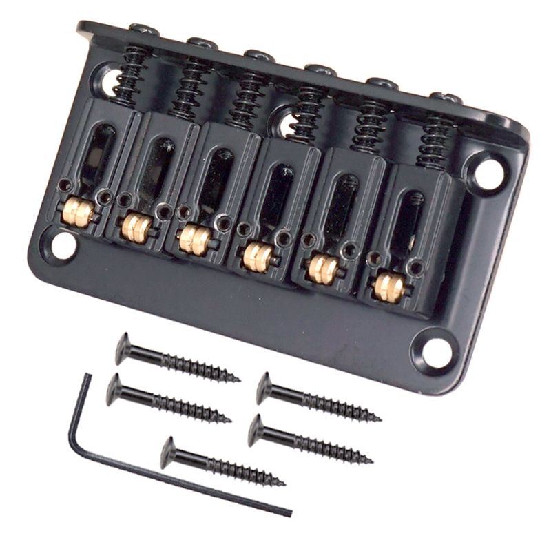 Practical Product Hardtail Guitar Bridge Body Through for 6 String Electric Parts Black
