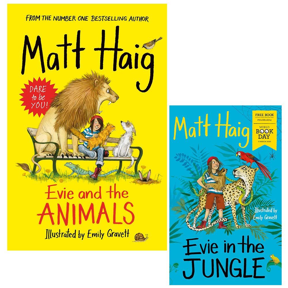 Evie and the Animals & Evie in the Jungle By Matt Haig 2 Books Collection set by Matt Haig (White Print)
