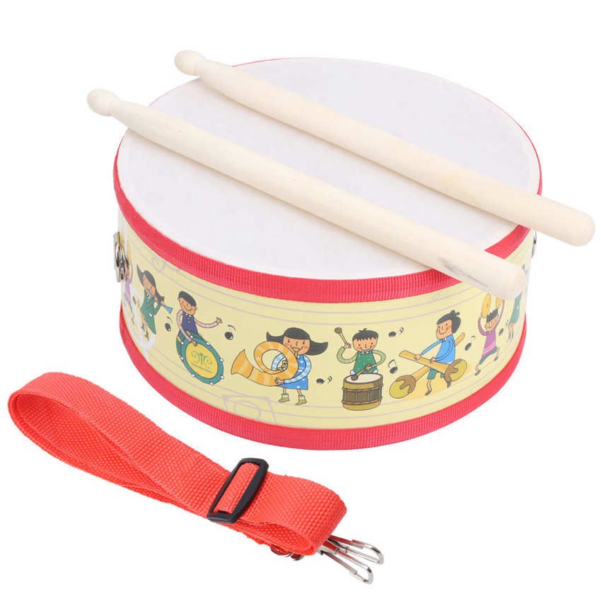 Kid Hand Drum Set Wooden Double Side Beat Musical Instrument with Drumstick Mallet
