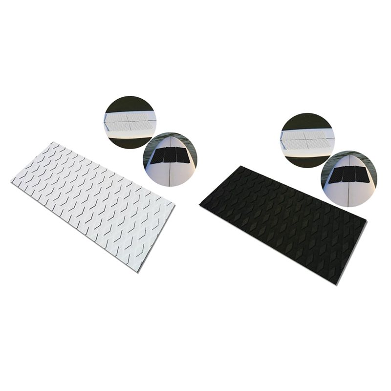 2Pcs Surfboard Deck Traction Board Eva Anti-Skid Pad Adhesive Anti-Skid Deck Pad for Boat Deck,Kayaking,Surfboard,Vertical Paddle Board,Skimboards - White & Black