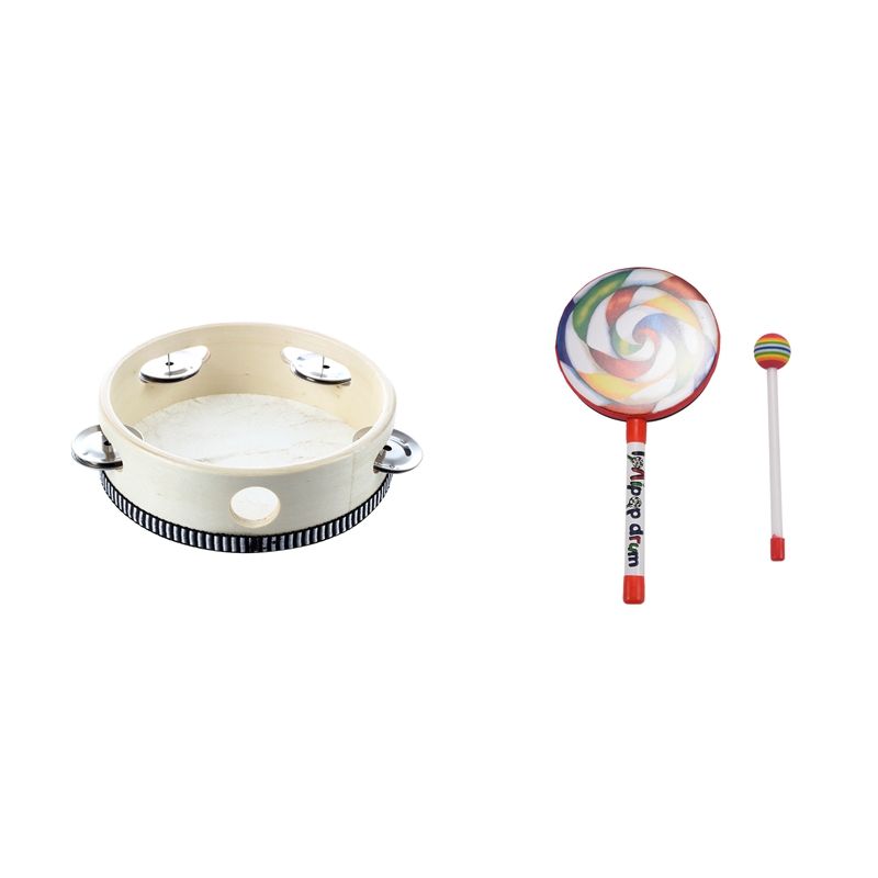 2 Pcs 6 Inch Musical Tambourine Tamborine Drum Round Percussion Gift