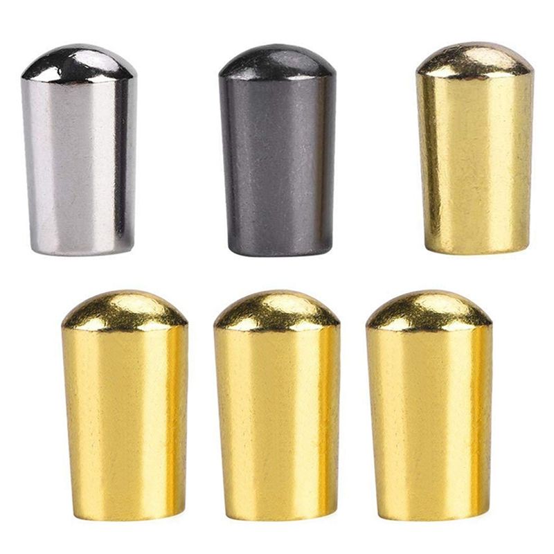 6Pcs Guitar Switch Tip, 3 Way Toggle Switch Knob Tip Cap Copper Silver + Gun-Black + Gold & Gold