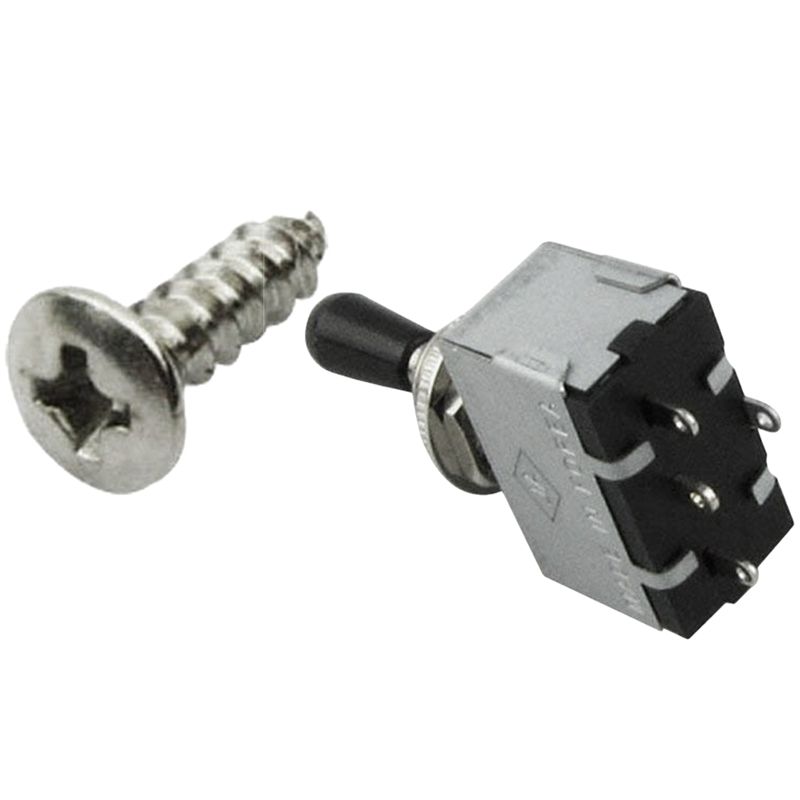 200 Piece Bass and Guitar Mounting Screws Scratch Plate,  with 3 Way Pickup Selector Toggle Switch, Black Tip(Pack of 2)