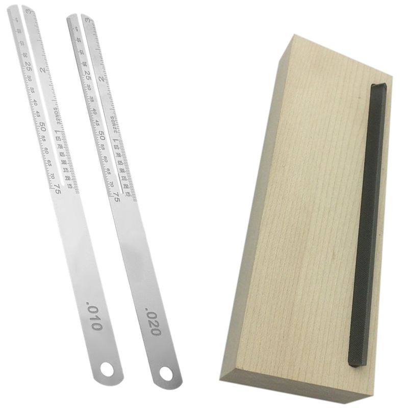 1Pcs Bakelite Guitar Fret File Hard Maple Iron Narrow Dual Cutting Edge Tool & 2Pcs Guitar Fret Puller Fretboard Fingerboard Repair Tool Protector Steel Plate Capacitor