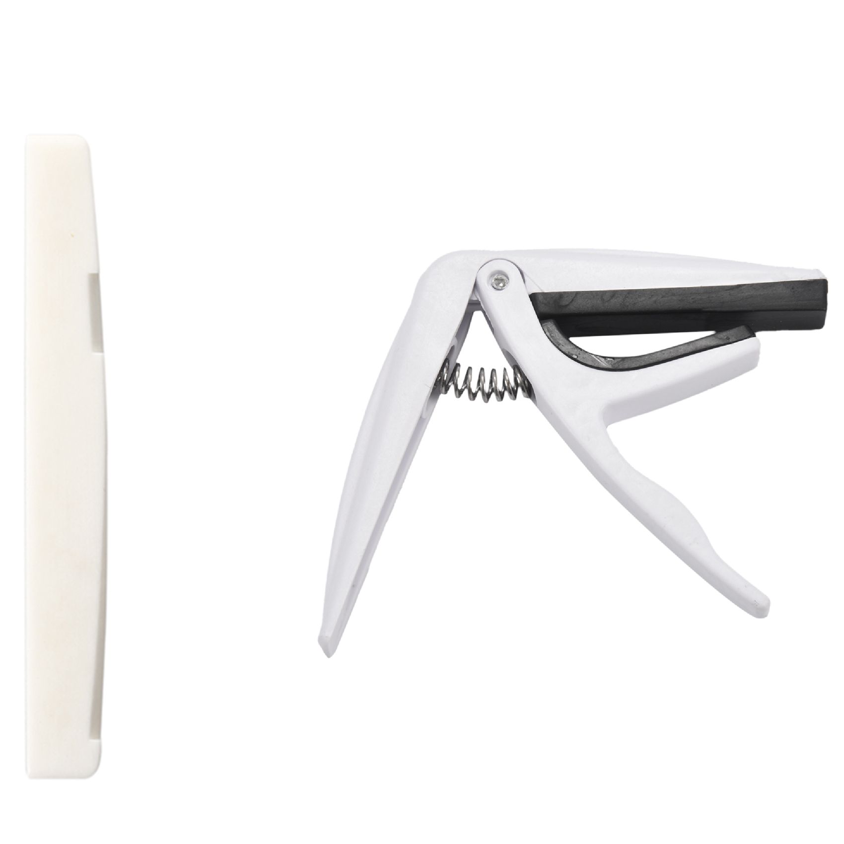 Folk Saddle Bridge Bone Bone Guitar Saddle & Quick Change Trigger Capo Key Clamp Fr Acoustic Ukulele, 02 White