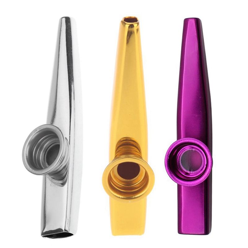 Kazoo Aluminum Alloy Metal With 5 Pcs Gifts Flute Diaphragm For Children Music-Lovers, Gold & Purple & Silver(3Set)