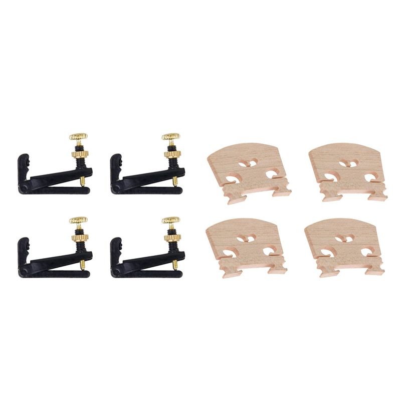 BRADOO- 4 Piece 3/ 4-4/ 4 Violin Fine Tuner String Plate & 4 Piece Violin Parts Violin-Bridge-5Pc-4/4 Maple Bridge Violin Parts