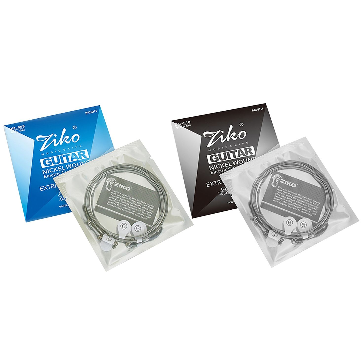 Ziko 12Pcs Dn Series Electric Guitar Strings Extra Light Nickel Plated Steel Core - 6Pcs Dn009 & 6Pcs Dn010