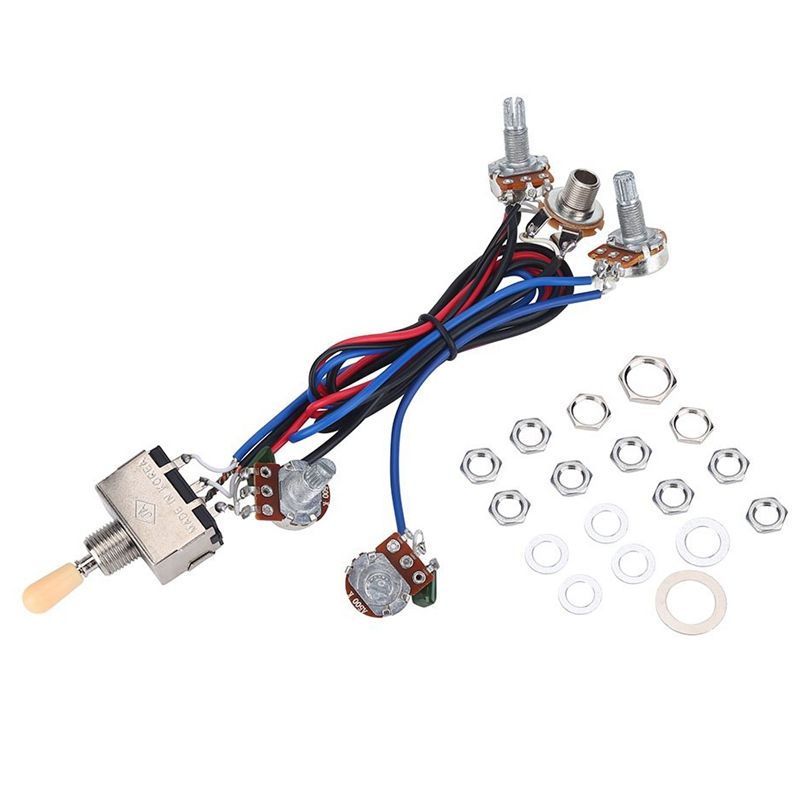 Lp Electric Guitar Pickups Wiring Harness Kit 2T2V 500K Pots 3 Way Switch With Jack For Dual Humbucker Gibson Les Pual Style Guitar Replacements
