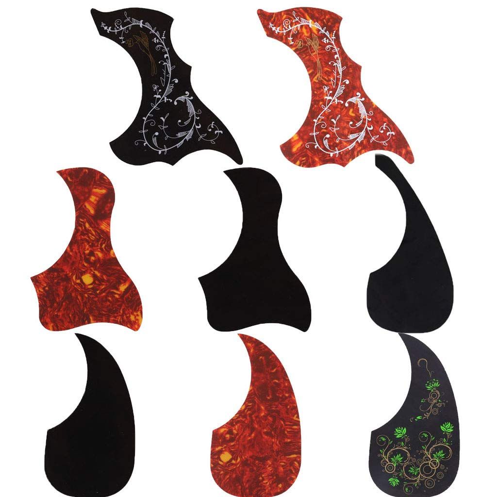 Harmony 8 Pack Acoustic Guitar Pickguard Self Adhesive Hummingbird and Water Shaped Guitar Pickguard for 40 Inch 41 Inch Guitar