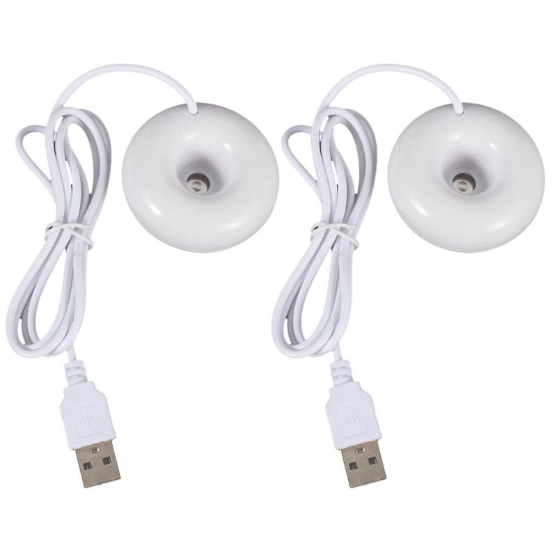 2X White donut humidifier usb office desktop mini humidifier portable creative air purifier white