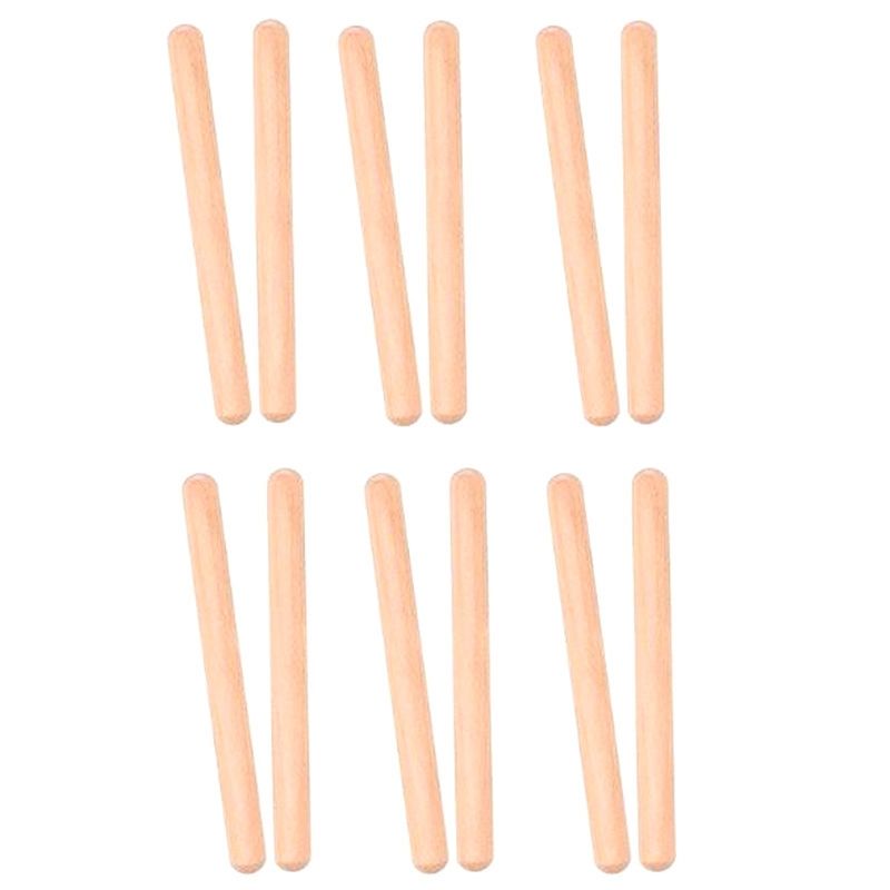 6 Pairs Wood Claves Musical Percussion Instrument Rhythm Sticks Percussion Rhythm Sticks Children Musical Toy