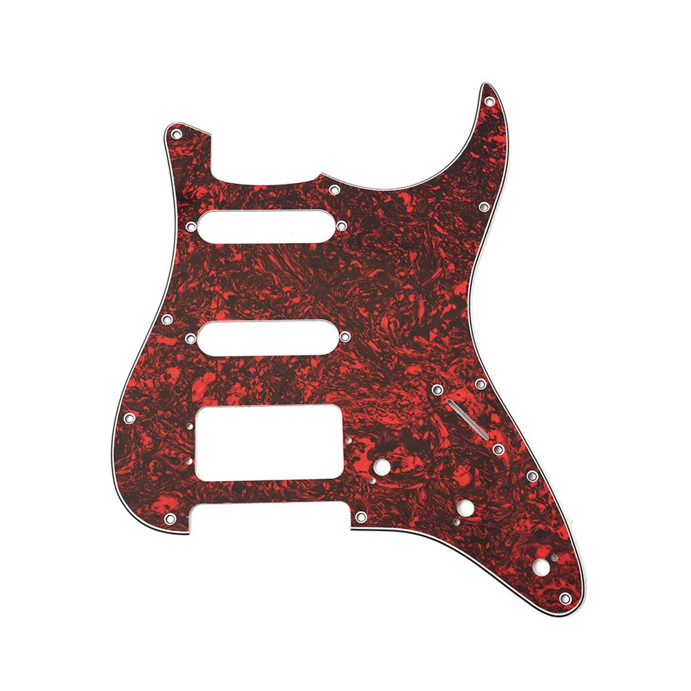 3-Hole SSH Electric Guitar Pickguard Tortoise Shell Design for American/Mexican Standard Strat Modern Style Guitar Part Style:Red Tortoise Shell