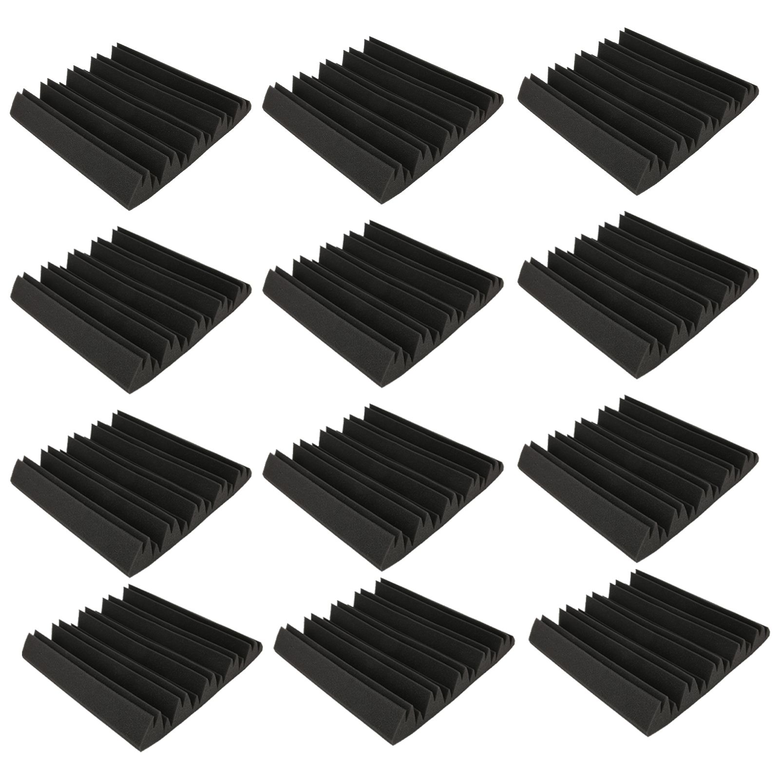 12Pcs Acoustic Foam Panels Sound Absorbing Soundproof Padding Wedges Useful