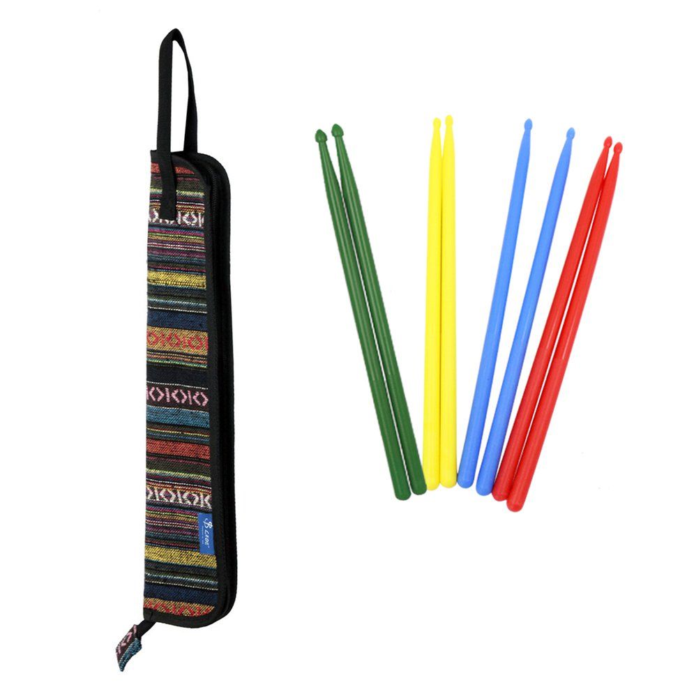 Ethnic Style 4 Pairs Nylon Drum Stick With Holder Bag Storage Soft Case