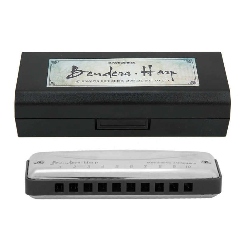 Musical Instrument Blues Harmonica 10‑Hole Mouthorgan #F Key Portable High Gloss Stainless Steel Cover Waterproof