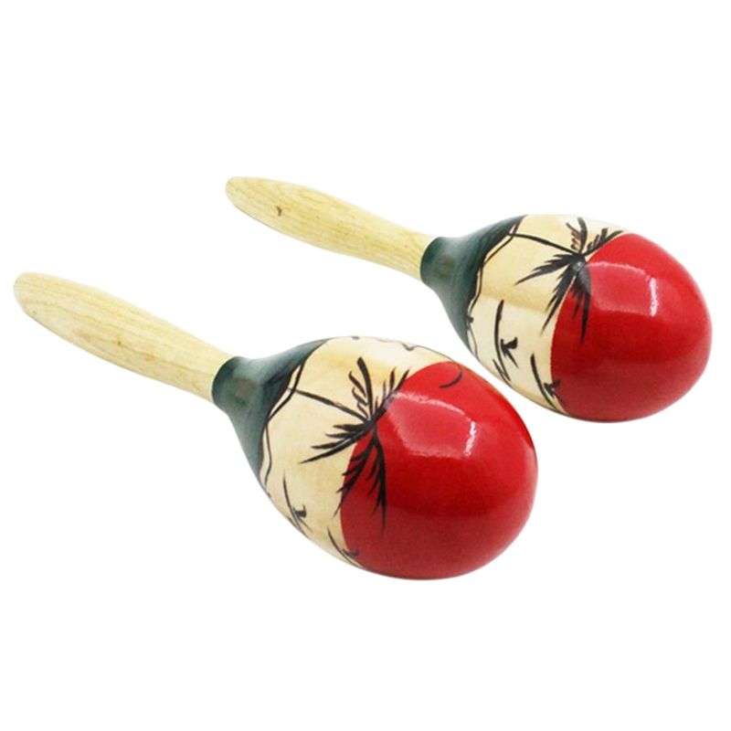 1 Pair Of Wooden Large Maracas ba Shakers Rattles Sand Hammer Percussion Instent Musical  For Kid Children Party Games