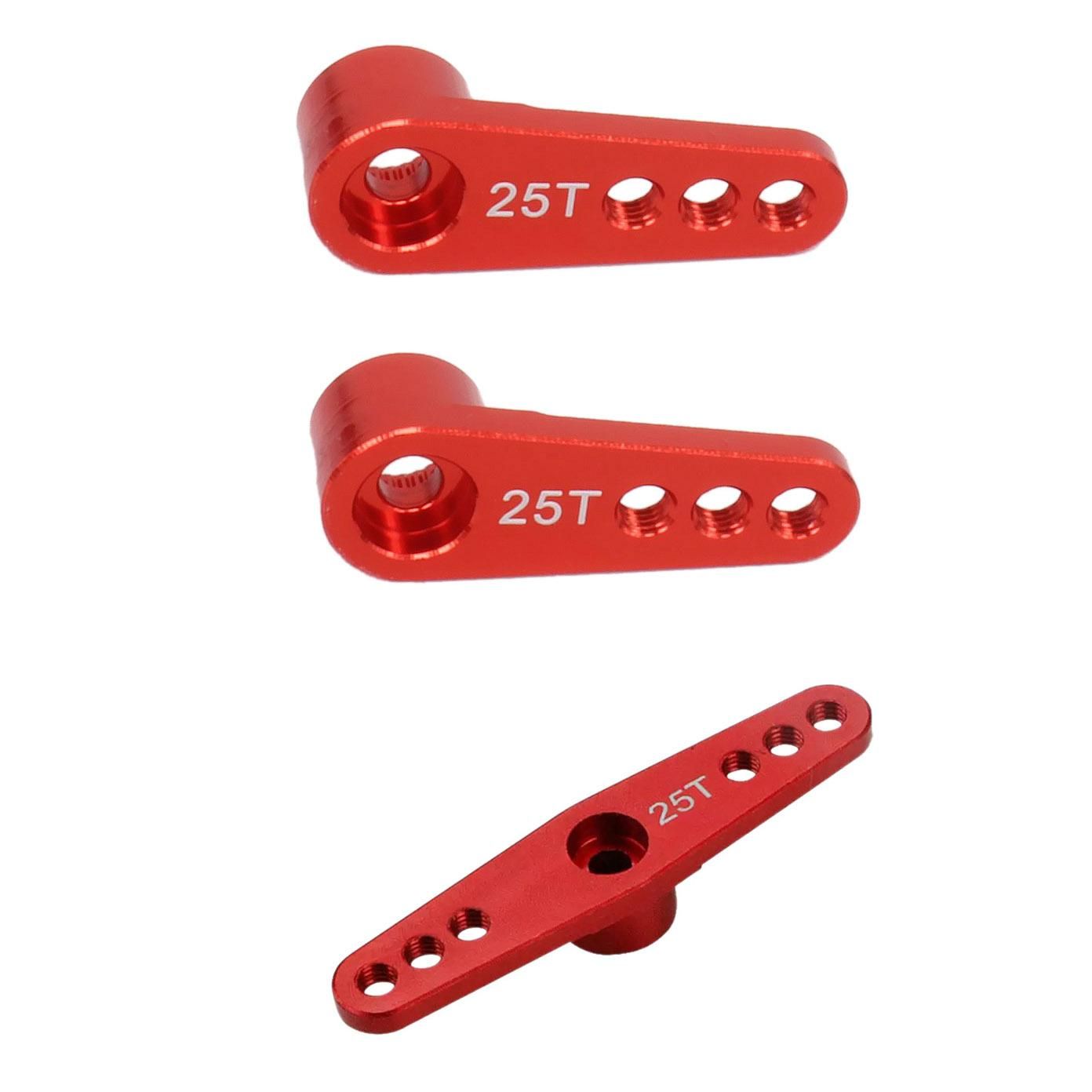 3 Pcs Steering Servo Arm Metal Parts : 2Pcs 25T for 1/8 1/10 Rc Model Car/Boat Futaba Hsp Hpi Wltoys Himoto Redcat Traxxas Axial & 1 Pcs Double Steering Arm for Futaba