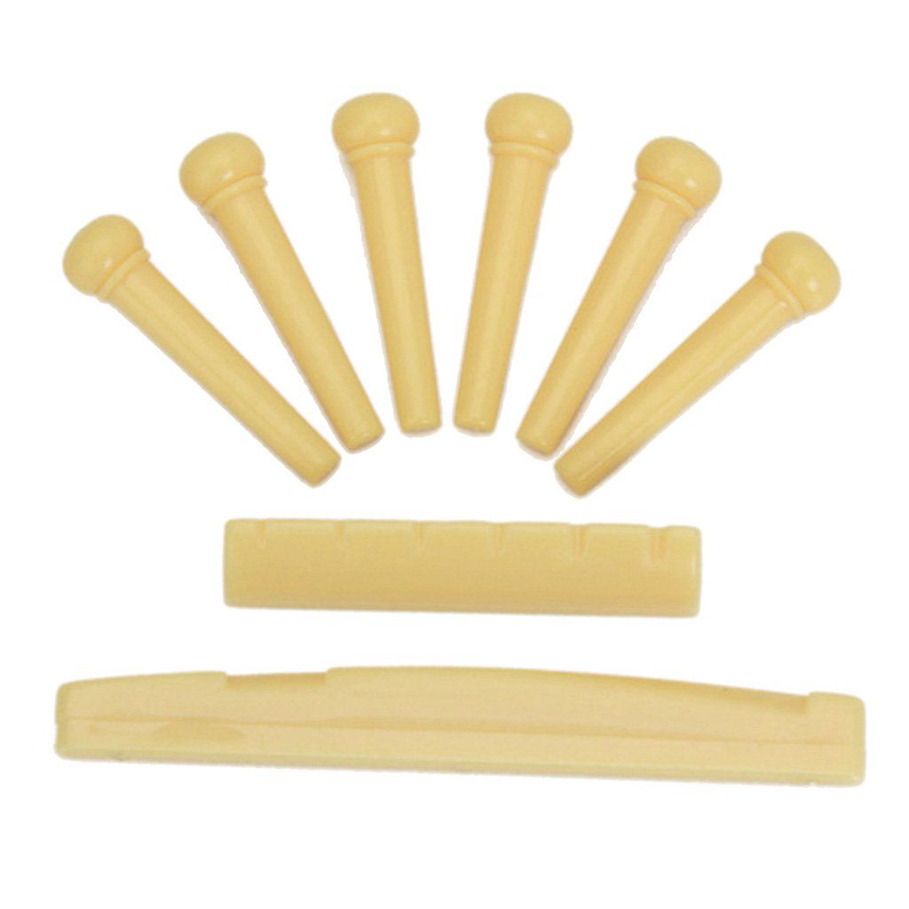 Generic Set of Acoustic Guitar Bridge Pins Saddle Nut Yellow