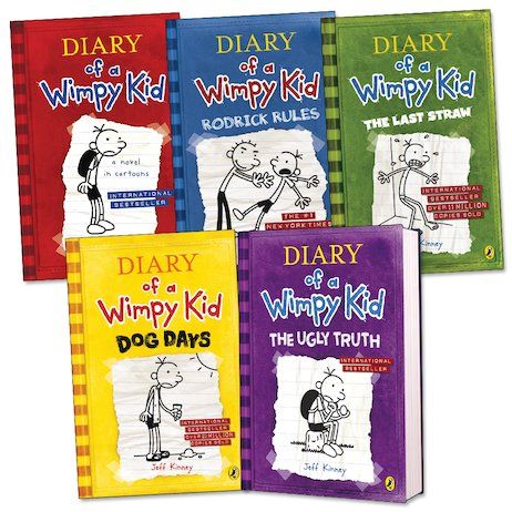 Diary of a Wimpy Kid 5 Book Set: Diary of a Wimpy Kid, Rodrick Rules, The Last Straw, Dog Days, The Ugly Truth (Diary of a Wimpy Kid, 1-5) Paperback –Yellow Paper Print