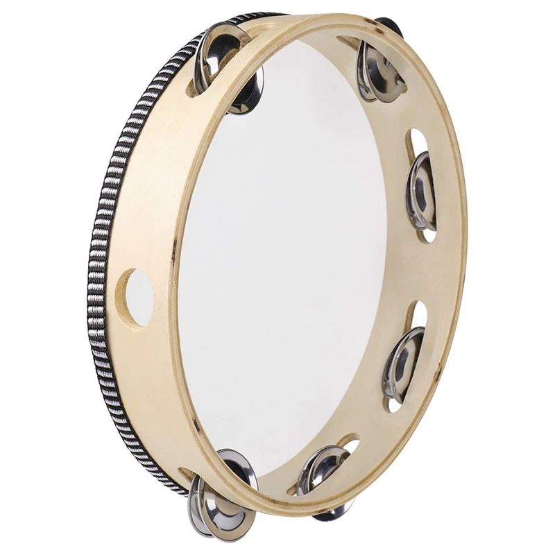 Wooden Hand-Held Tambourine Jingle-Hand-Held Percussion Drum Music Tambourine,Suitable for Children's Gifts KTV Party