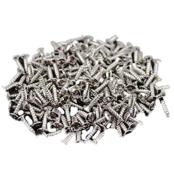 Harmony 100pcs Guitar Pickguard Screws For Fender Strat/Tele Electric Guitar Bass silver
