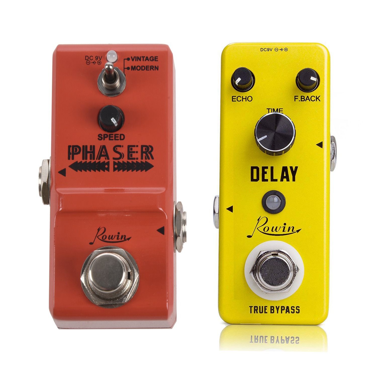 Rowin 2 pcs Analog Vintage Delay Guitar Effect Rowin Ln-313 Guitar Effect Pedal-9.5 x 4.5 x 4.8cm & 9.5 x 4.4 x 4.8cm