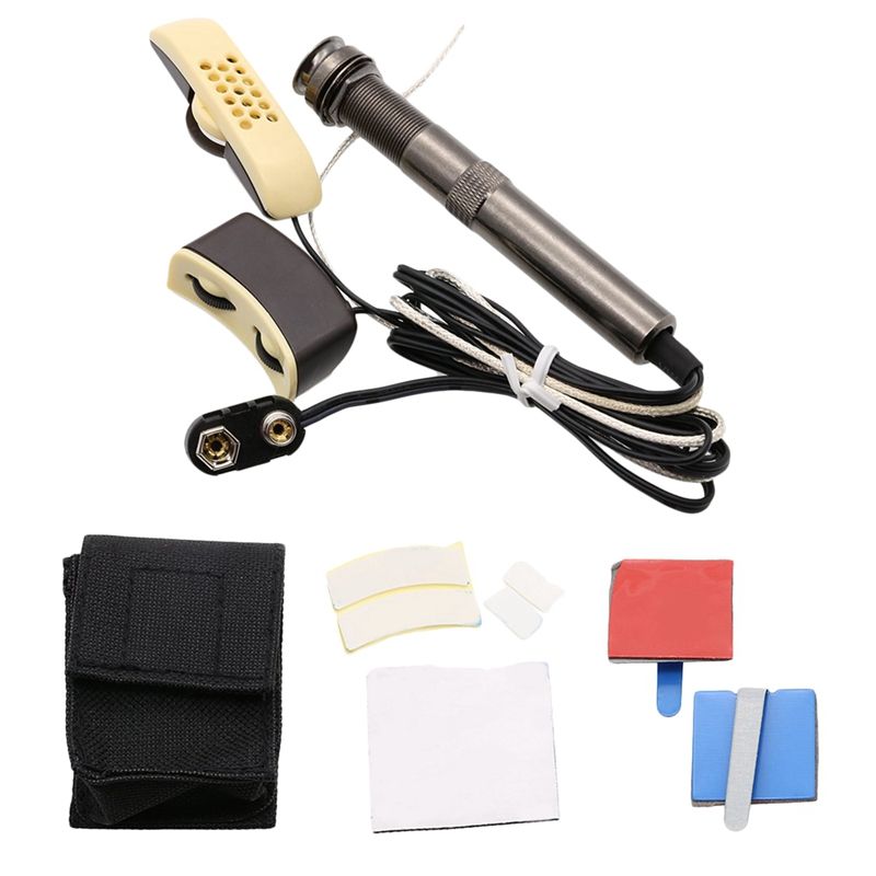 BRADOO-Folk Acoustic Guitar Pickup A-202 Guitar Equalizer Piezo Pickup Amplifier Tuner With 6.35Mm Output Jack (With Microphone)