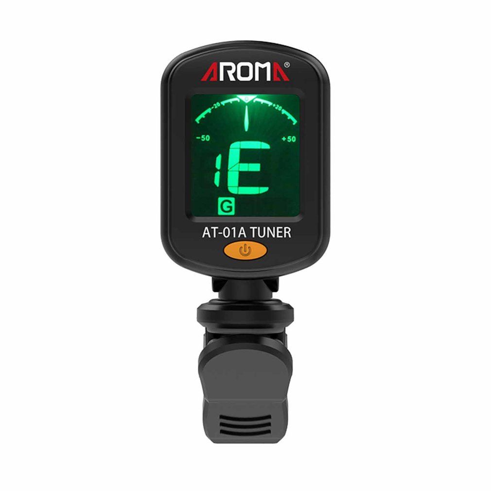 Clip-On Guitar Tuner Portable Color Digital Lcd Screen Guitar Tuner For Guitar Black