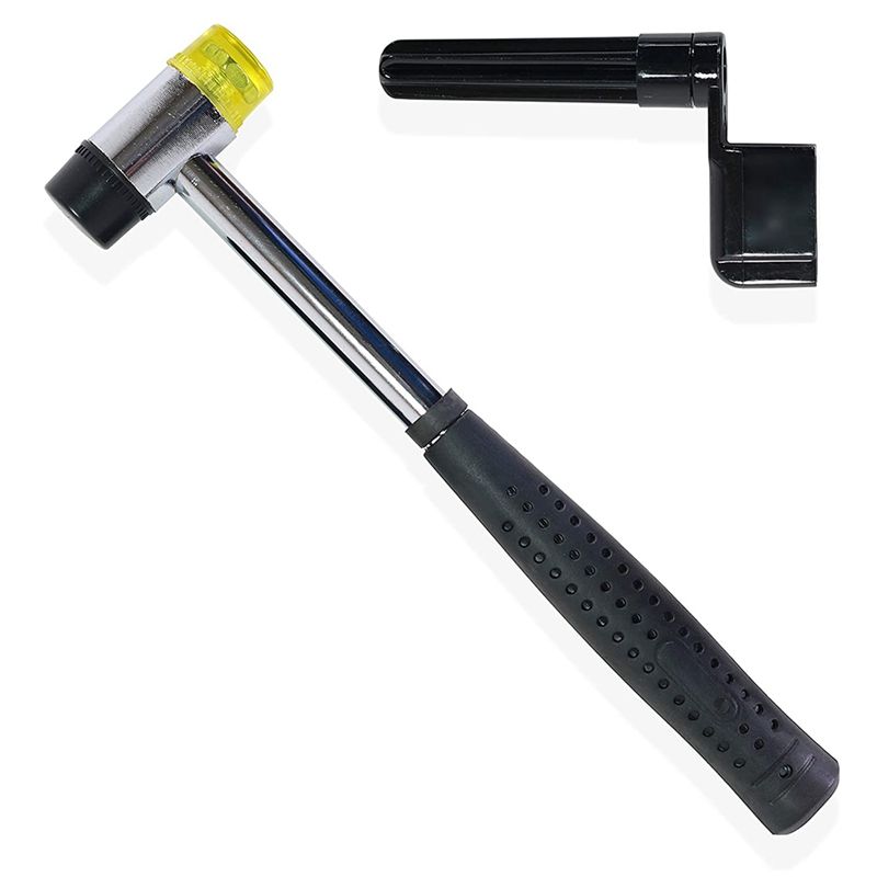 Double Headed Mallet with Dual Faced Detachable Replacement Heads Complete with Bass Guitar Ukulele String Winder