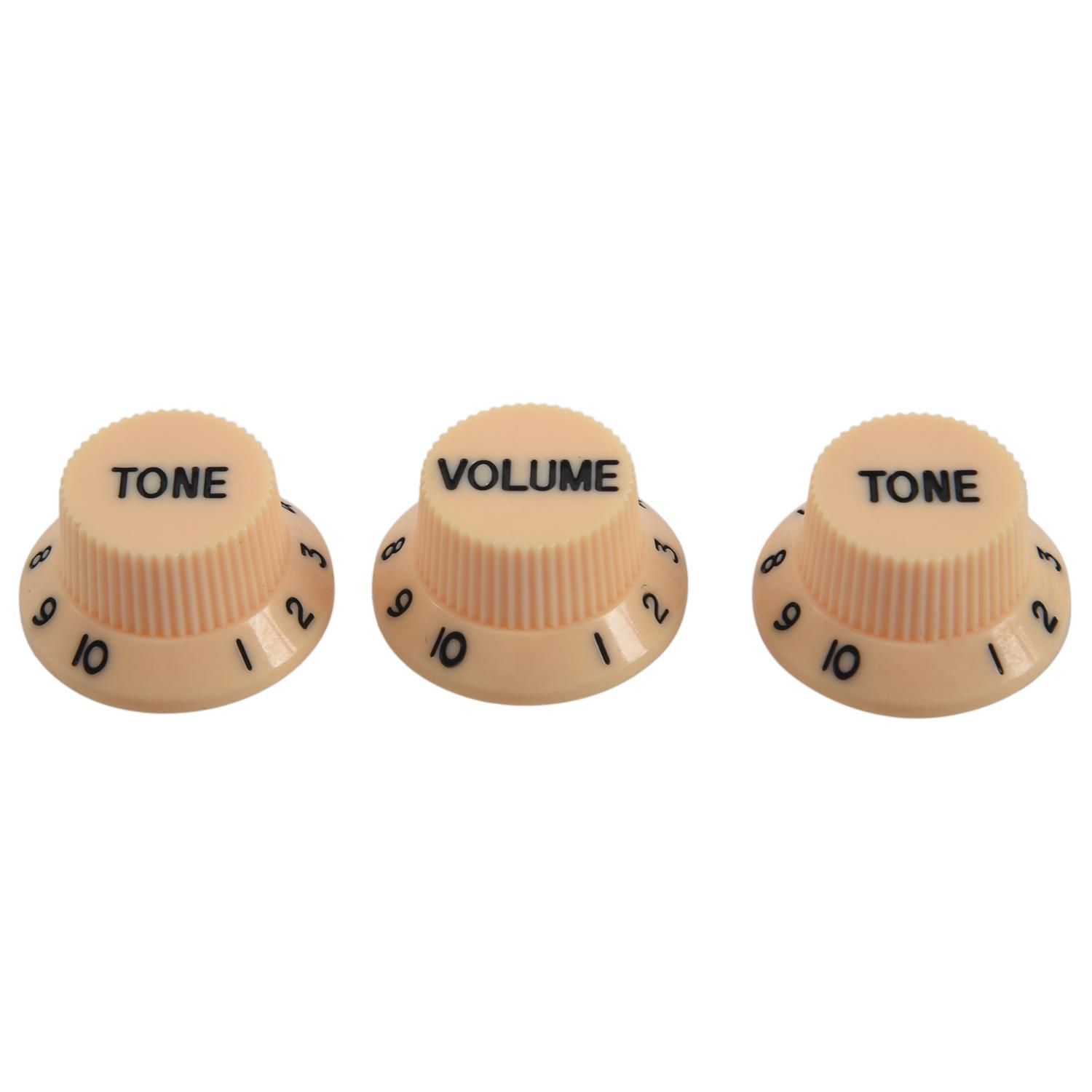 Harmony  Cream Dark Blue Font 1 Volume& 2 Tone Guitar Control Knobs For Fender Strat