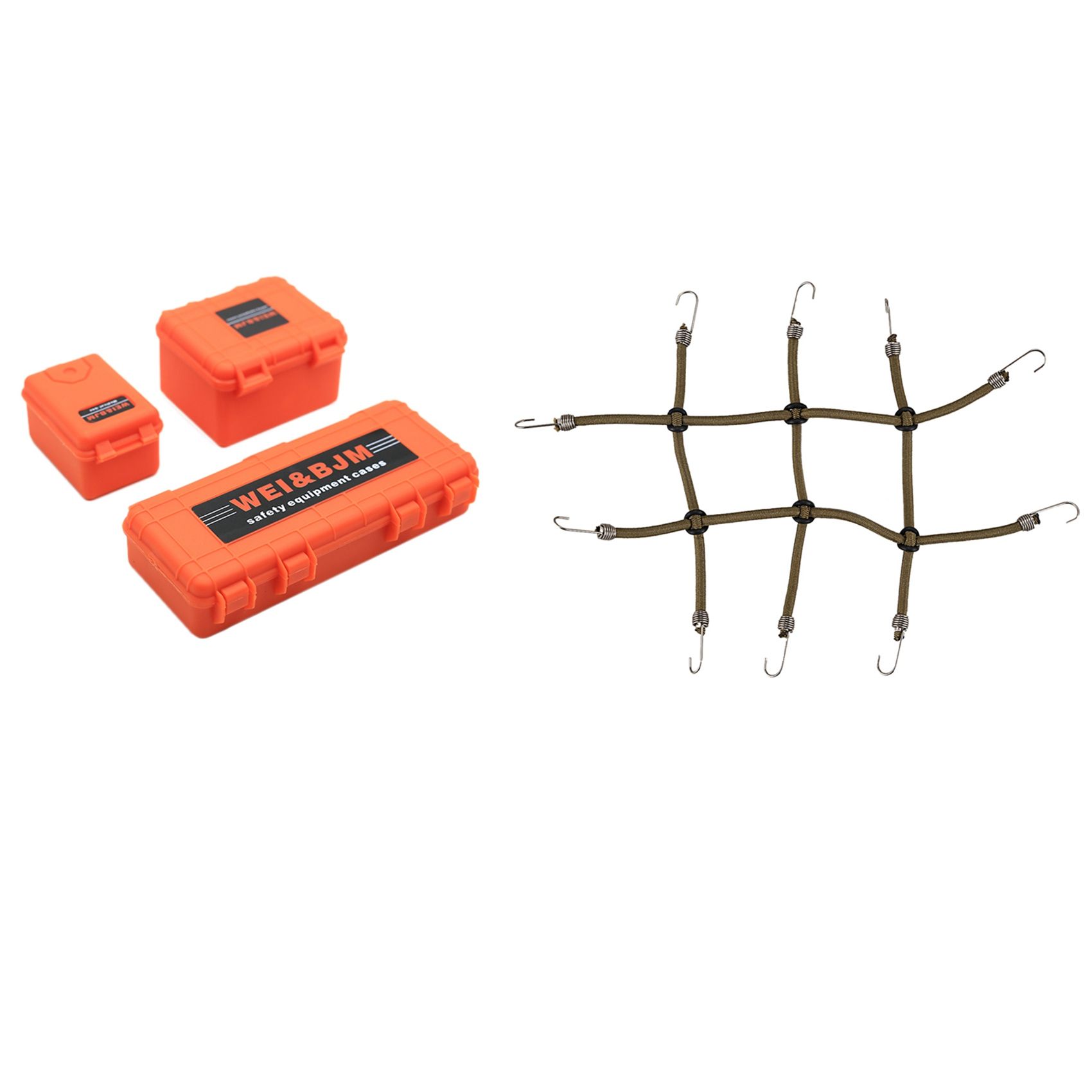 3Pcs Storage Box Decoration Tool for Traxxas Trx4 Axial Scx10 & 1x 1:10 Elastic Climbing Car-Roof Luggage Net
