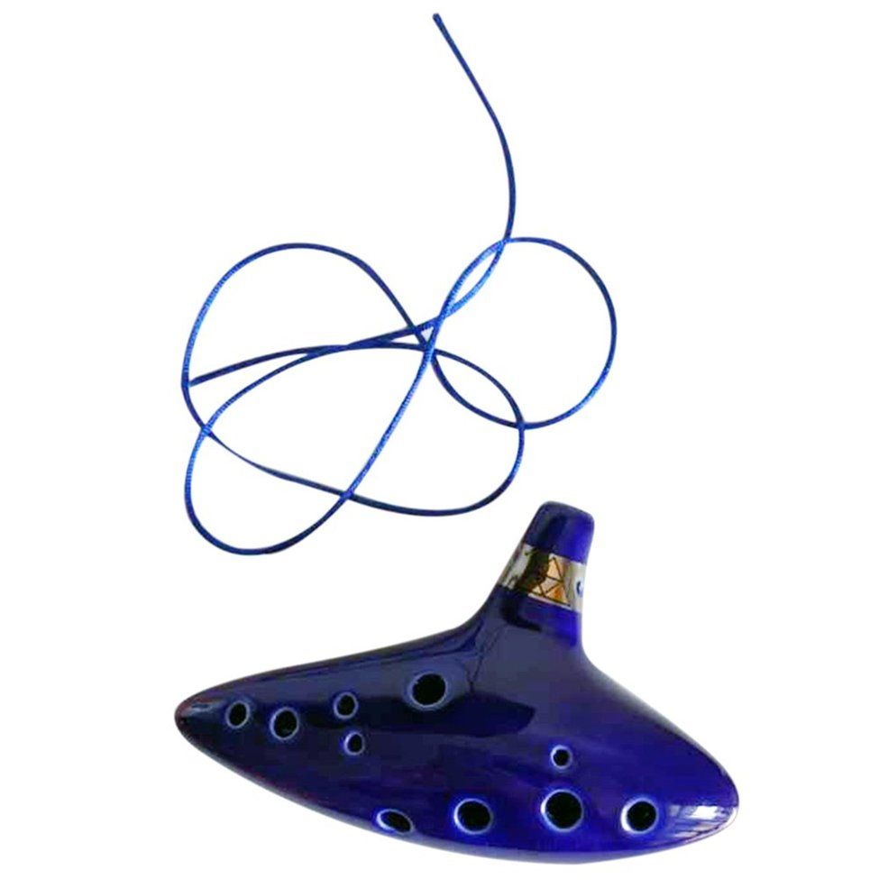 HA 12 Hole Ocarinas Ceramic Alto C Legend Of Ocarina Flute Instruments-Blue