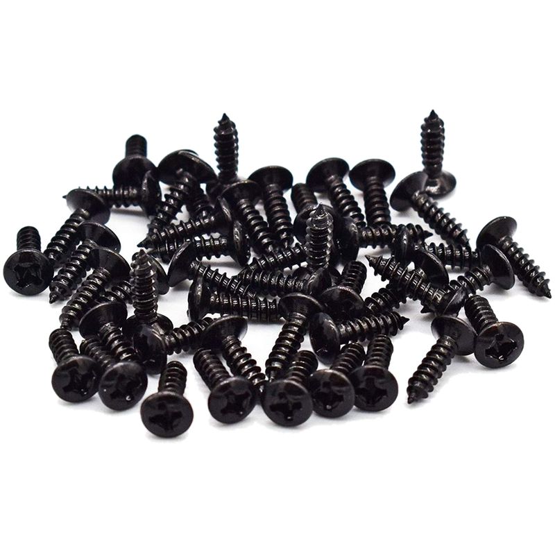 100 Pcs Guitar & Bass Pickguard Screws for Strat & Tele,Black