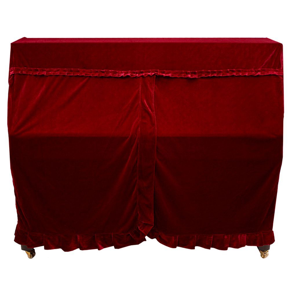 Practical Product Practical Full Piano Cover pleuche Decorated with Macrame for Universal Upright Vertical Piano Red