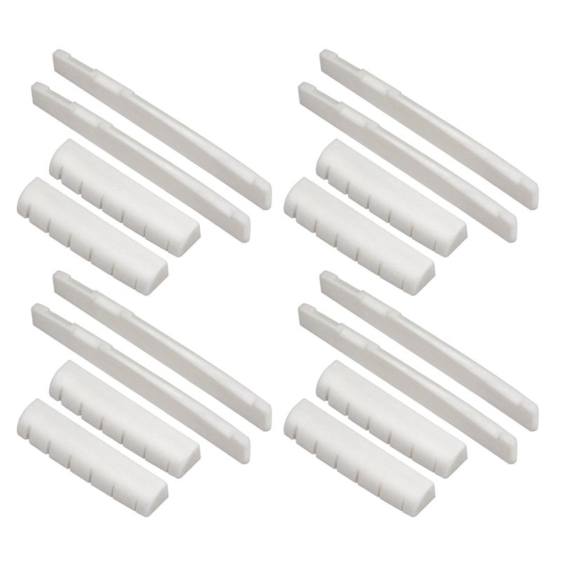 8 Sets of 16Pcs 6 String Acoustic Guitar Bone Bridge Saddle and Nut Made of Bone