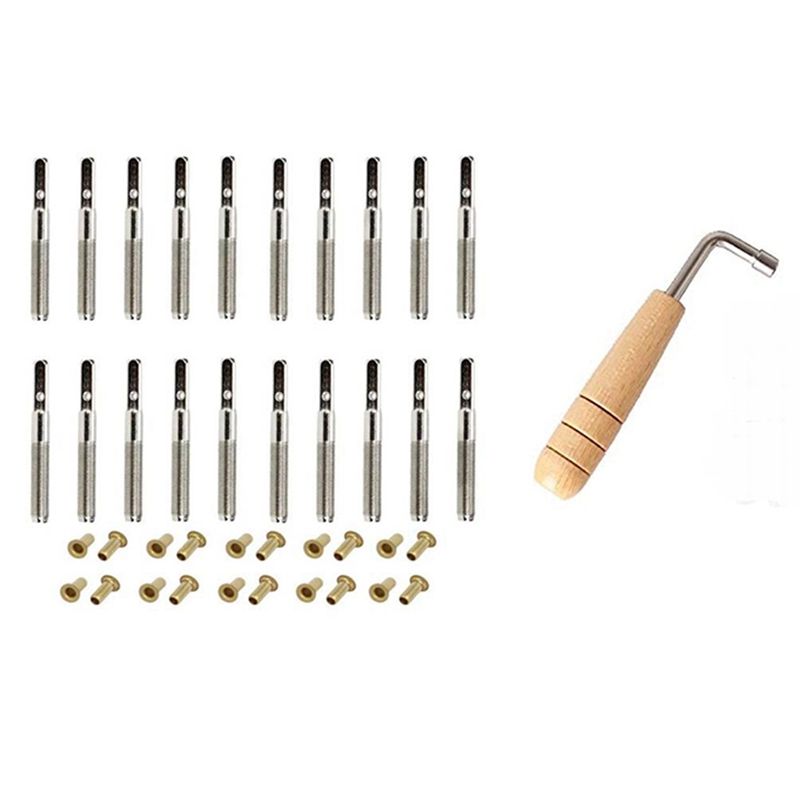 20 Pcs Tuning Pin Nails and 20Pcs Rivets,with L-Shape Tuning Wrench,for Lyre Harp Small Harp Musical Stringed Instrument