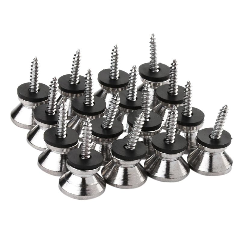 Guitar Bass Chrome Metal End Pin Strap Buttons Locks Cushion Screws (16Pcs) , guitar strap button