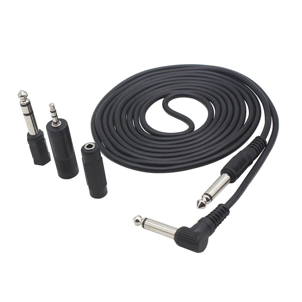 3M/ 10 Feet Instrument Guitar Audio Cable 1/4-Inch 6.35mm Straight to Right Angle Plug with 3 Adapters