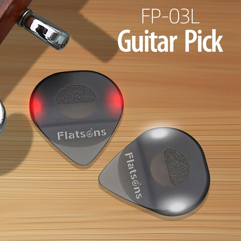 Flatsons 2Pcs LED Glowing Guitar Pick Folk Guitar Wooden Guitar