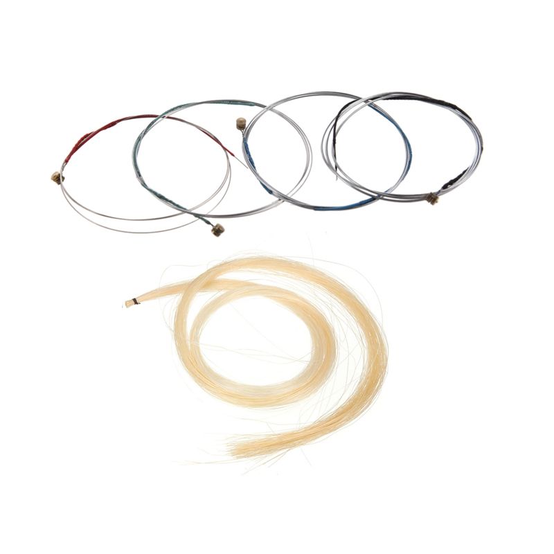 2 Set Accessories: 1 Set 4/4 Violin Bowstring Strings (G-D-A-E) & 1 Set Hank 31-31.5 Inch Mongolian Horse Hair
