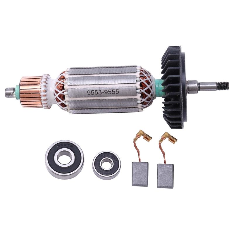 Angle Grinder Armature Rotor for Makita 9553NB 9553HB N 9555 Rotor with Bearing 607 Angle Grinder Rotor