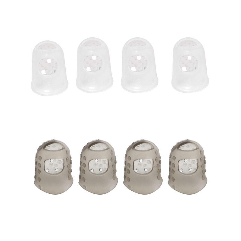 8Pcs Soft Silicone Guitar Thumb Finger Picks Protector Fingertips (Transparent S & Gray XS )