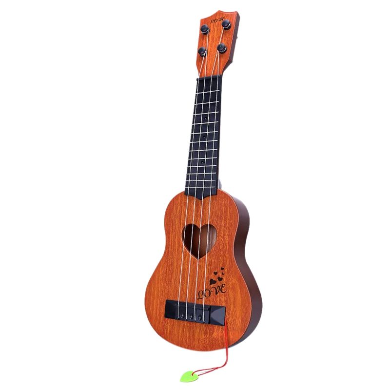 Early Childhood Education Guitar Toy Clical Ukulele Guitar Instent ulation Small Guitar Kindergarten Instent Four-String Guitar Can Play Ukulele-Orange