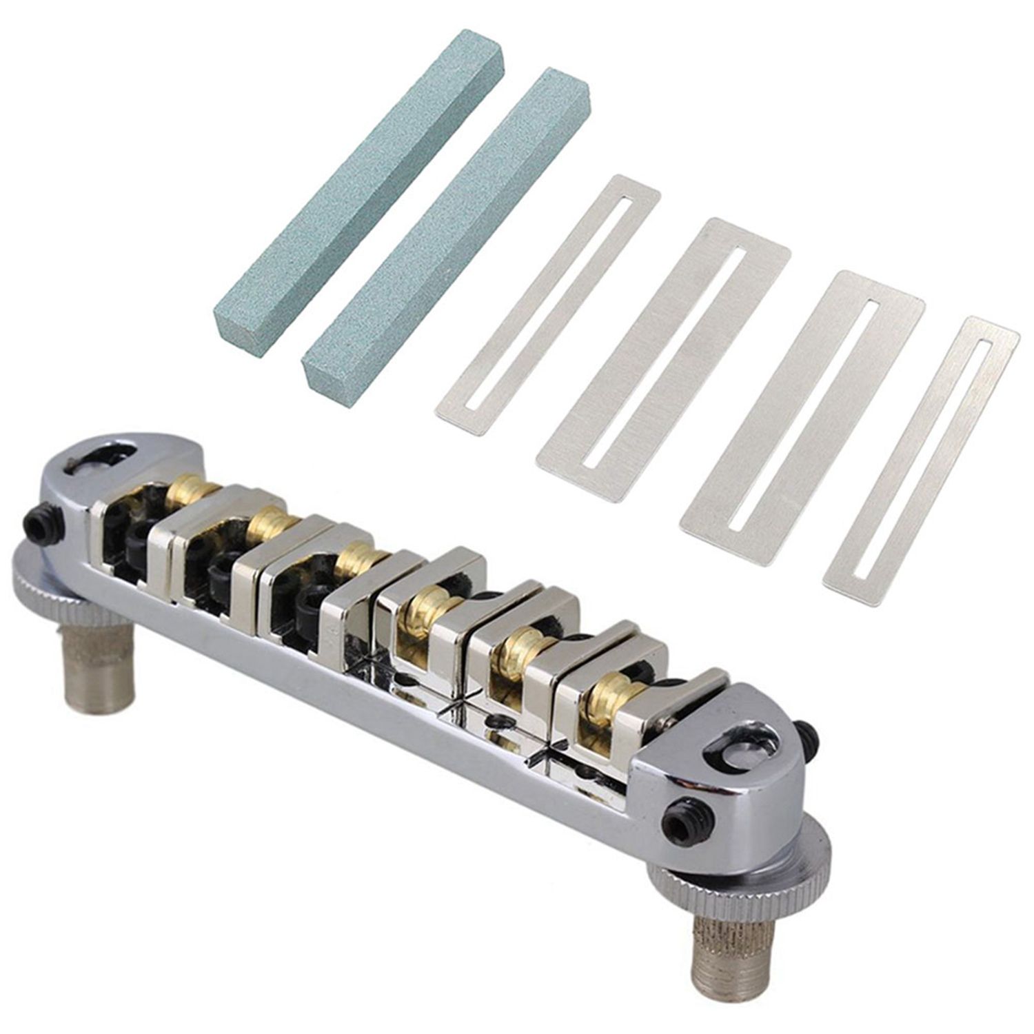 Individual 1Pcs Roller Saddle Bridge with Posts and Spanner & 2 Set for Guitar Bass Luthier Tool Guitar Fingerboard Polish