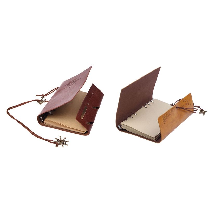 Retro Personality Notebooks Journal Notepads Ring Binder Diary Notebook Light Brown S & Refillable Notebook Journals,A6 Leather Bound Travel Diary Art Drawing Sketchbook