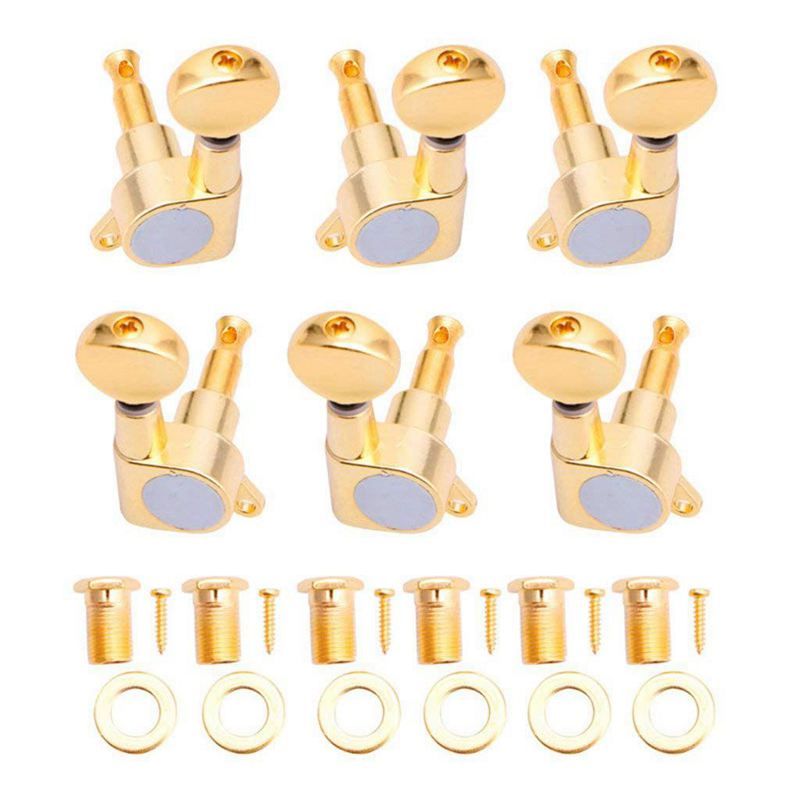 6 Guitar Tuning Pegs VERROUILLAGE Tuner Toucs Guitar Stgs on 3L + 3R Gold